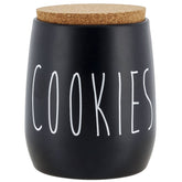 Pote Porta Condimentos Cookies Lata para Biscoitos em Metal e Tampa em Cortiça 850ml OAK Yoi Preto